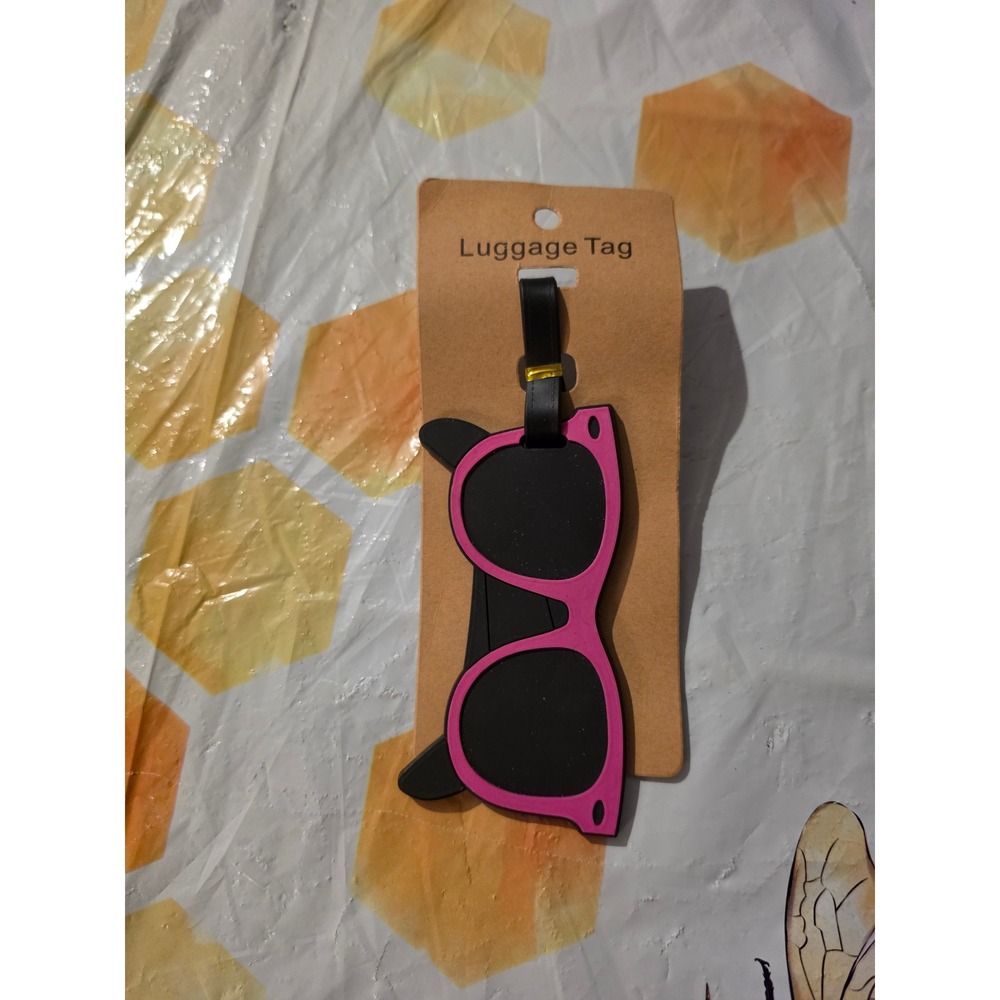 Pink Sunglasses Luggage Tag Travel Suitcase ID Label Cat Eye Design SKU30694
